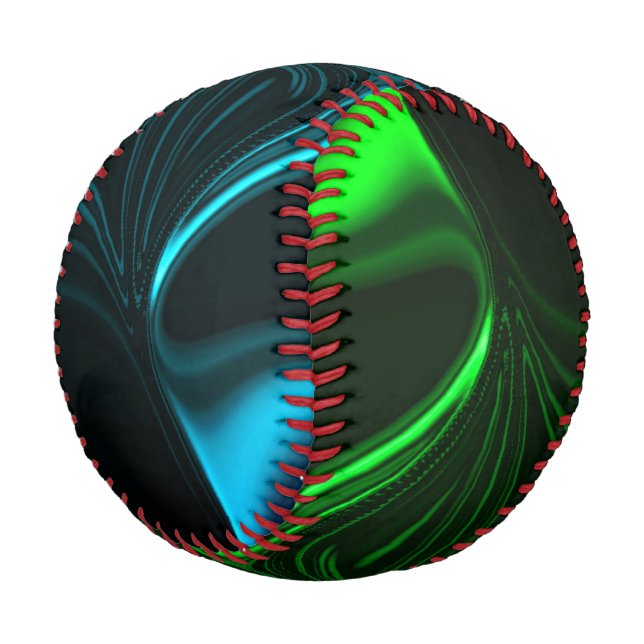 Balle De Baseball Courbes et plis vert nickelé dans fond foncé. (Angle)