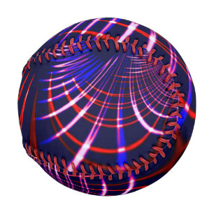 Balle De Baseball Courbes pointillées du bleu au rouge et blanc. Ros