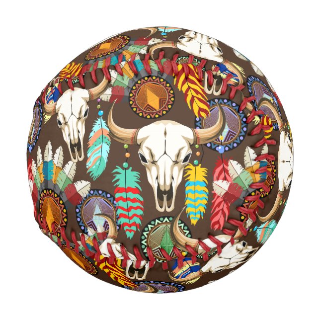 Balle De Baseball Crâne de Buffalo Emblème Amérindien (Dos Gauche)