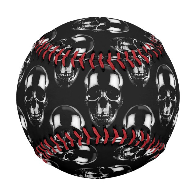 Balle De Baseball Crânes noirs tombés (Devant)