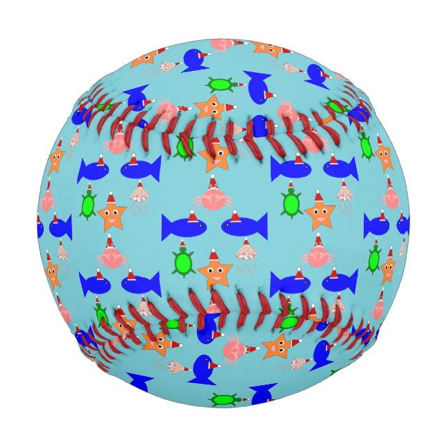 Balle De Baseball Créatures de la mer de Noël (Devant)