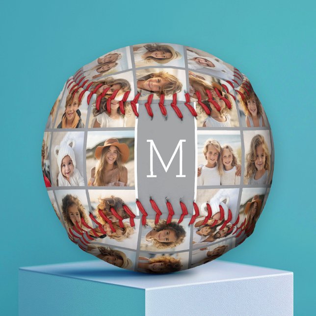 Balle De Baseball Créez Votre Propre Collage Photo Insta Gris (Custom Photo Baseball)