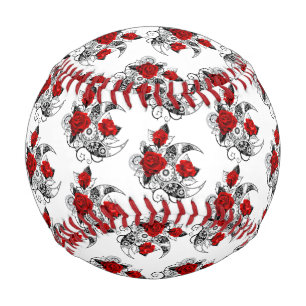 Balle De Baseball Croissant mécanique avec roses rouges