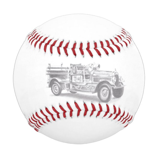 Balle De Baseball croquis au crayon de vieux camion de pompiers dess (Devant)