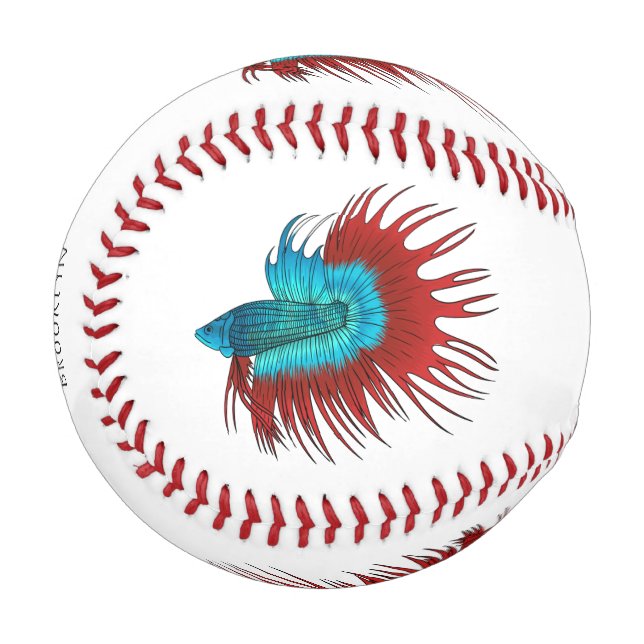Balle De Baseball Crowntail betta fish dessin animé (Devant Gauche)