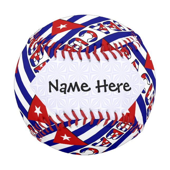 Balle De Baseball Cuba et Cuba Drapeau bleu foncé Carrelé avec votre (Devant)