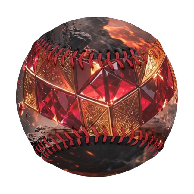 Balle De Baseball Cube orné sur la falaise volcanique (Devant)