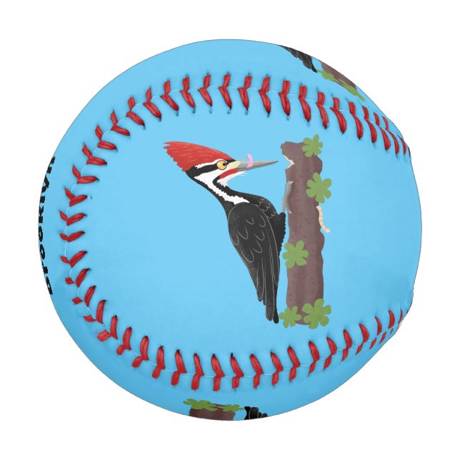 Balle De Baseball Cue drôle Pileated woodpecker dessin d'illustratio (Devant Gauche)
