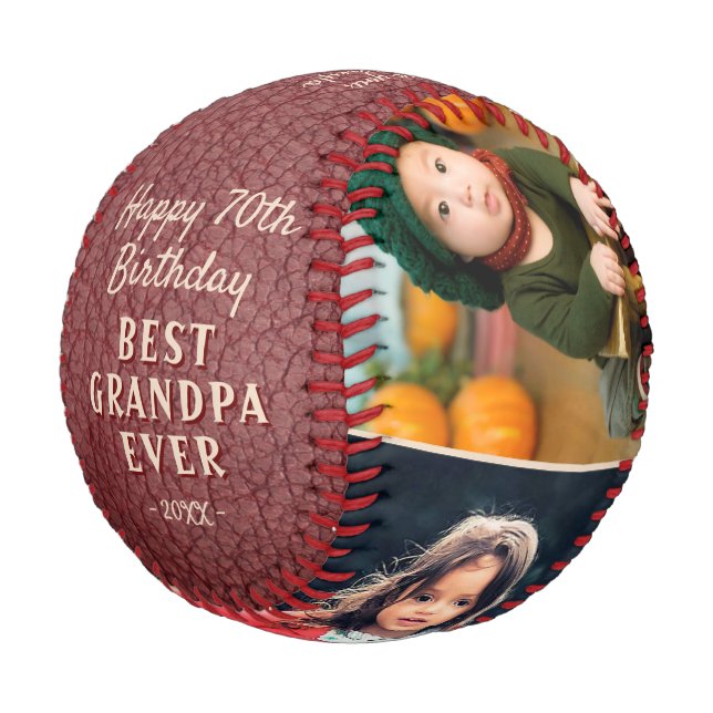Balle De Baseball Cuir Imprimer Joyeux Anniversaire Grand-père 3 Pho (Angle)