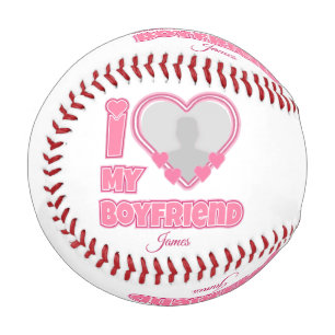 Balle De Baseball Custom I Love My Boyfriend - Ajouter photo et nom