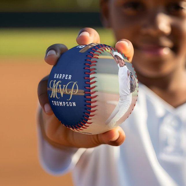 Balle De Baseball Custom MVP Player Sports Photo Collage Keepsake (Custom MVP Player Sports Photo Collage Keepsake Baseball)