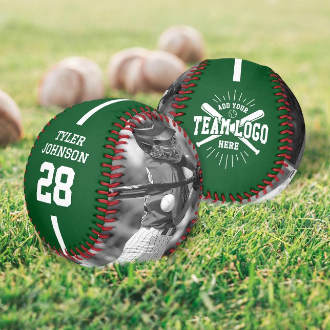 Balle De Baseball Custom Player Team Logo 2 Photo Green (Créateur téléchargé)
