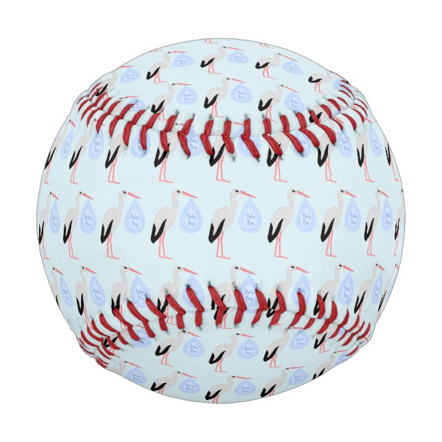 Balle De Baseball Cute Blue Baby Boy Stork (Devant)