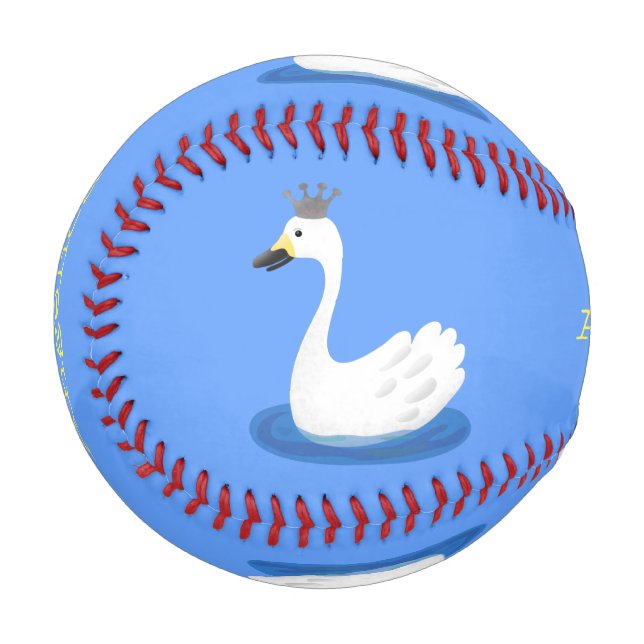 Balle De Baseball Cute cygne blanc avec dessin de la couronne (Devant Gauche)