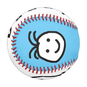 Balle De Baseball Cute Round Happy Face Papa Fête des pères Bleu