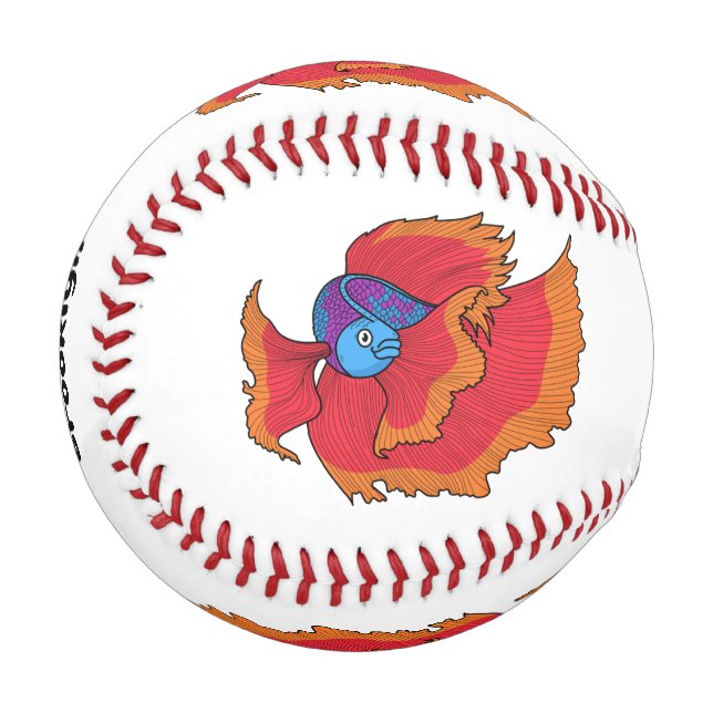 Balle De Baseball Cute Siamese combat poisson betta dessin (Devant Gauche)