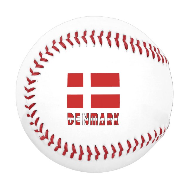 Balle De Baseball Danemark et drapeau danois avec votre nom (Devant Gauche)