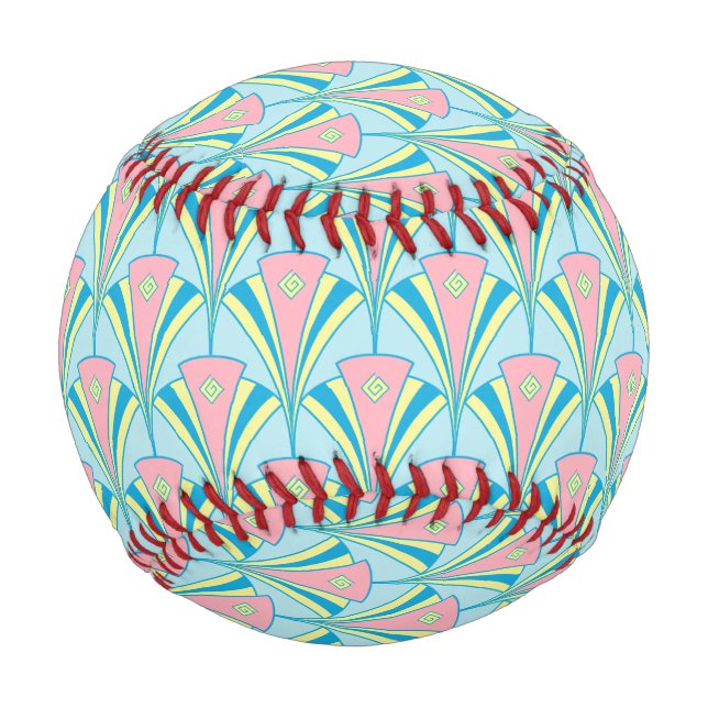 Balle De Baseball Design Art Déco Géométrique Pastel (Dos)