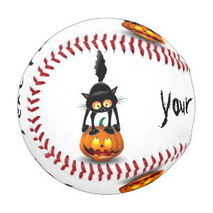Balle De Baseball Dessin d'Halloween au chat effrayé sur Citrouille