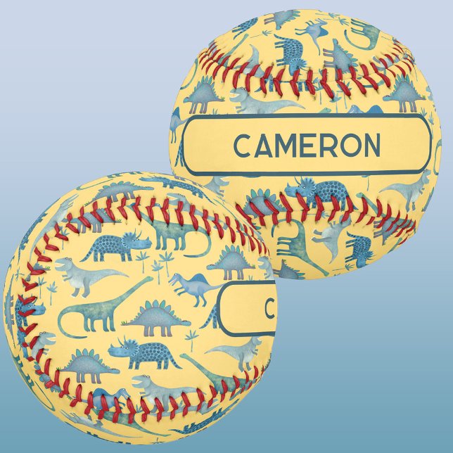 Balle De Baseball Dinosaure amusant Personnalisé (Fun personalized custom name dinosaur pattern baseball)