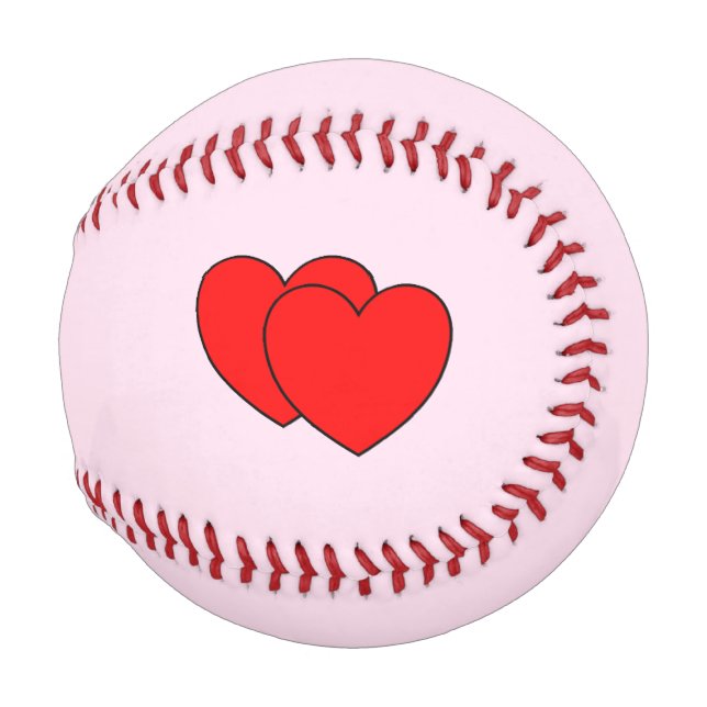 Balle De Baseball Double coeur rose (Devant Droite)