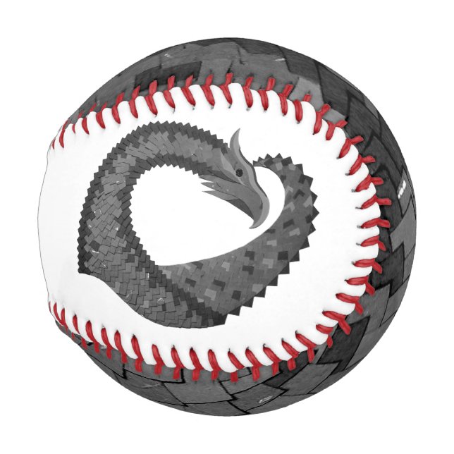 Balle De Baseball Dragon de coeur noir sur blanc (Devant Droite)