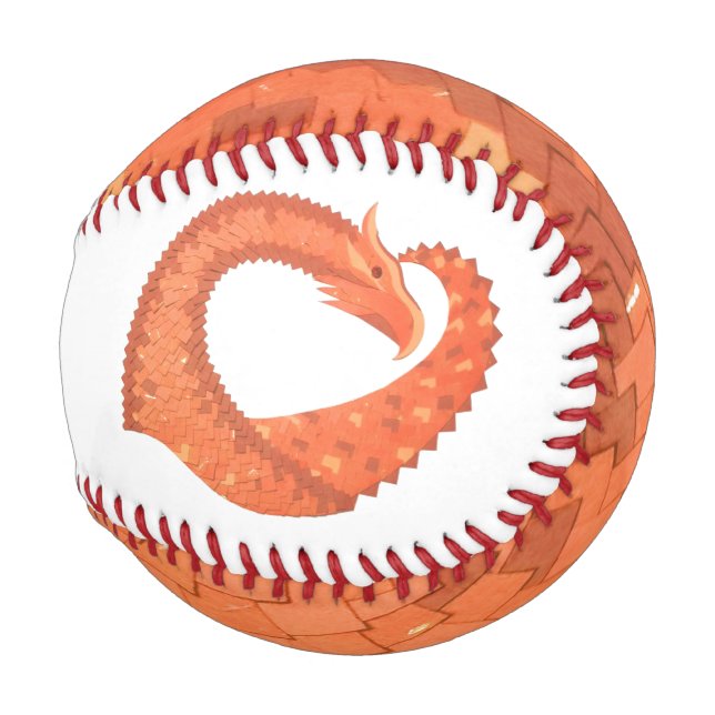 Balle De Baseball Dragon de coeur orange sur blanc (Devant Droite)