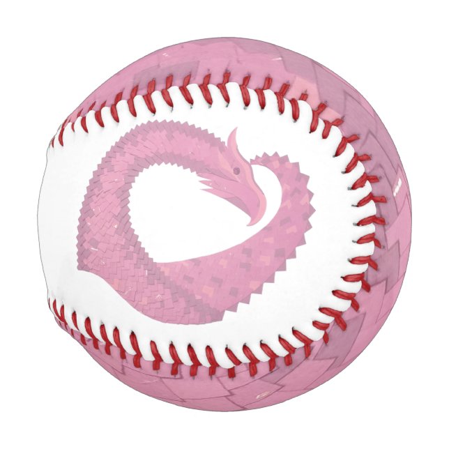 Balle De Baseball Dragon de coeur rose sur blanc (Devant Droite)