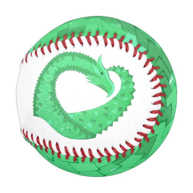 Balle De Baseball Dragon de coeur vert sur blanc (Devant Droite)