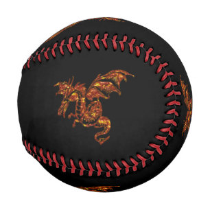 Balle De Baseball Dragon flamboyant sur noir