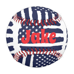 Balle De Baseball Drapeau Américain Personnalisé Et Nom