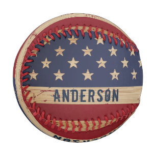 Balle De Baseball Drapeau américain personnalisé Rustique Bois patri