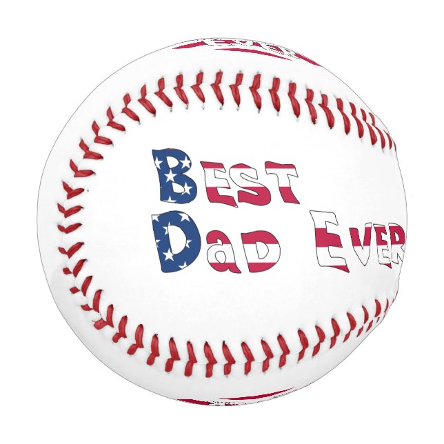 Balle De Baseball Drapeau Best Papa Ever USA (Devant Gauche)