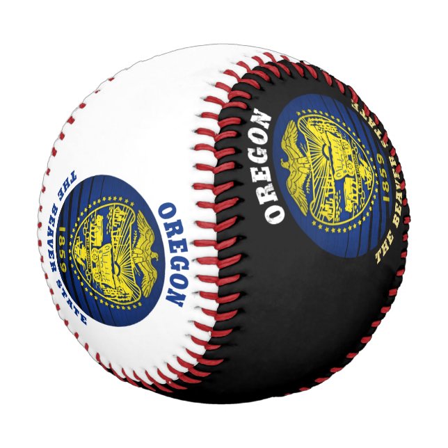 BALLE DE BASEBALL DRAPEAU DE L'ÉTAT DU BEAVER D'OREGON (Angle)
