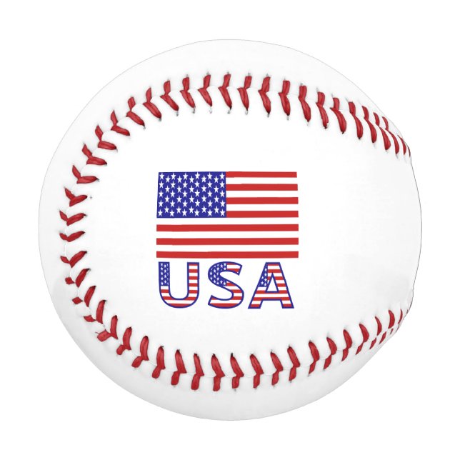 Balle De Baseball Drapeau des États-Unis d'Amérique avec Votre Nom (Devant Gauche)