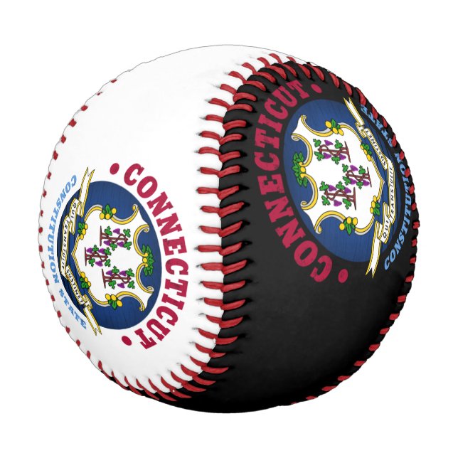 BALLE DE BASEBALL DRAPEAU D'ÉTAT CONSTITUTION CONNECTICUT (Angle)