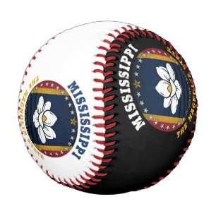 BALLE DE BASEBALL DRAPEAU D'ÉTAT DE MISSISSIPPI MAGNOLIA