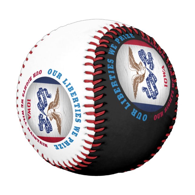 BALLE DE BASEBALL DRAPEAU D'ÉTAT IOWA HAWKEYE (Angle)