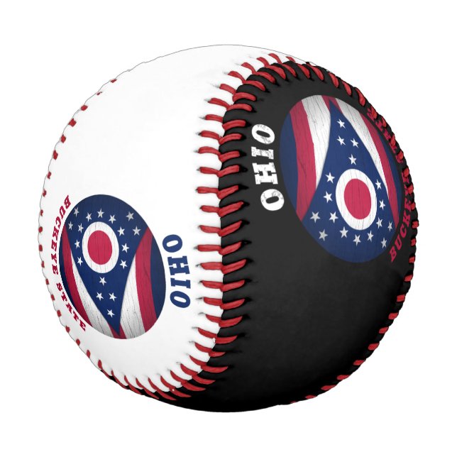 BALLE DE BASEBALL DRAPEAU D'ÉTAT OHIO BUCKEYE (Angle)