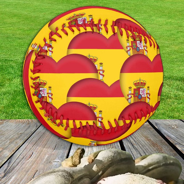 Balle De Baseball Drapeau espagnol, Coeurs - Baseballs, Love Espagne (Créateur téléchargé)