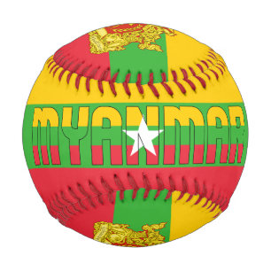 Balle De Baseball Drapeau et Armoiries du Myanmar Patriotique