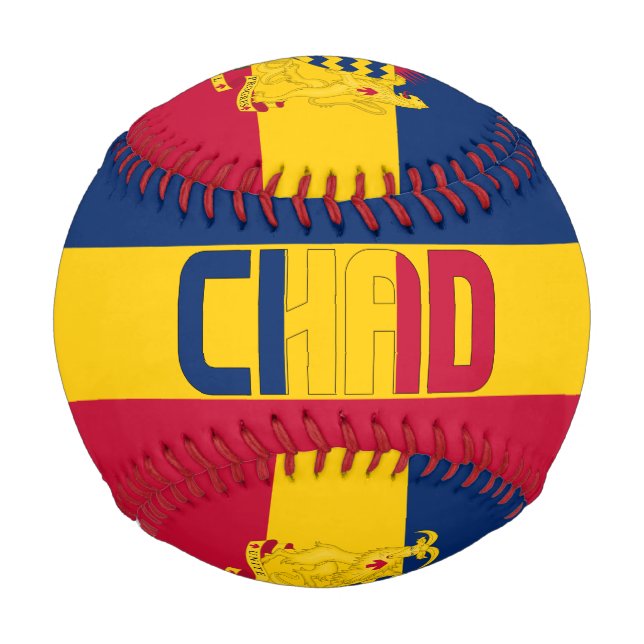 Balle De Baseball Drapeau et blason du Tchad Patriotique (Devant)