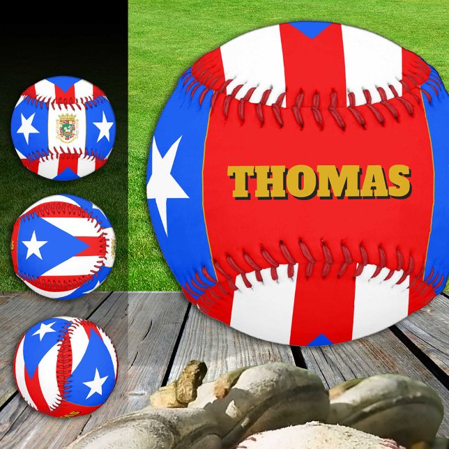 Balle De Baseball Drapeau Portoricain, Monogramme / Ballons De Baseb (Créateur téléchargé)
