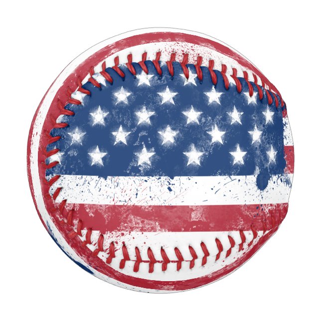 Balle De Baseball Drapeau Splatter Peint USA (Devant Gauche)
