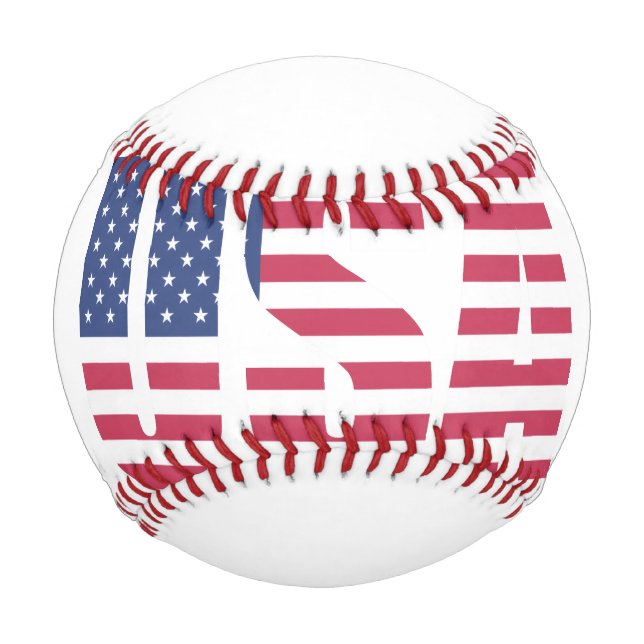 Balle De Baseball Drapeau USA "FAIT" Typographie Baseball - L'Amériq (Devant)
