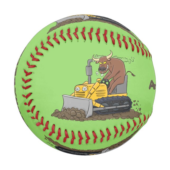 Balle De Baseball Drôle bulldozer de conduite de taureaux (Devant Gauche)