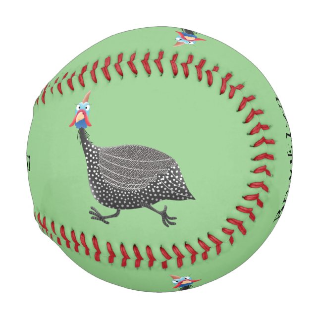 Balle De Baseball Drôle dessin animé d'oiseau de Guineafowl (Devant Droite)