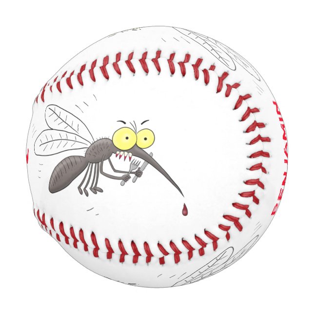 Balle De Baseball Drôle dessin d'insecte moustique (Devant Droite)