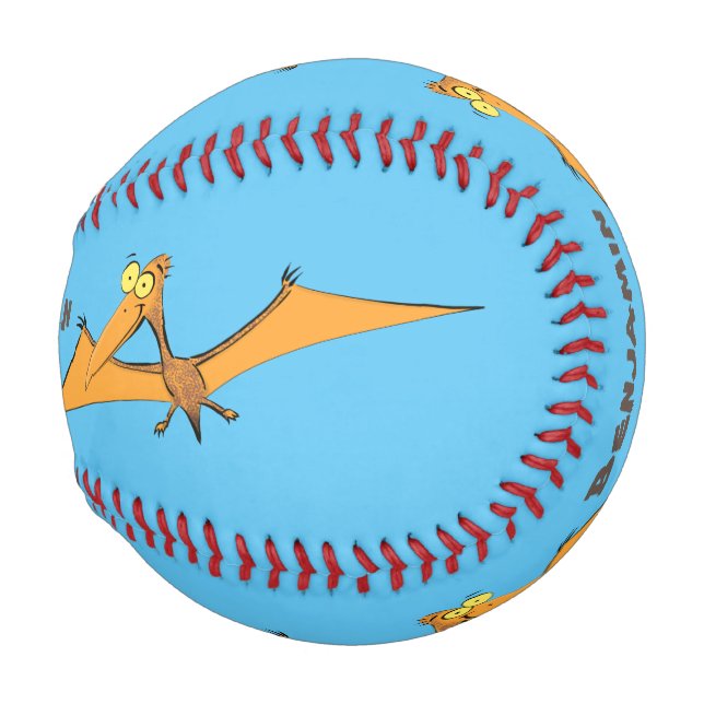 Balle De Baseball Drôle mignon dessin animé de pterodactyle volant o (Devant Droite)