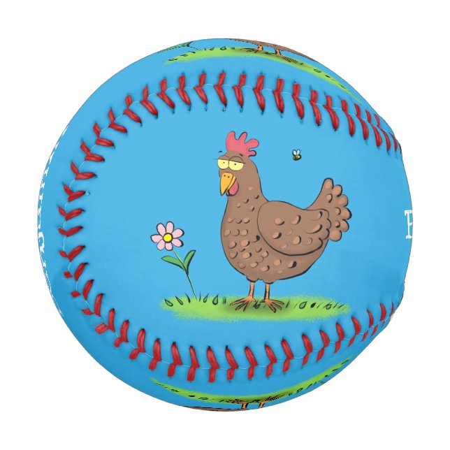 Balle De Baseball Drôle poulet rustique whimsical dessin animé (Devant Gauche)